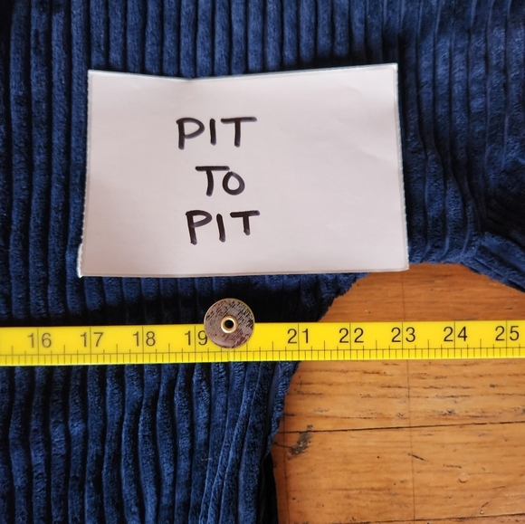 ZARA Blue Wide Wale Corduroy Double Breasted Coat - Picture 6 of 9